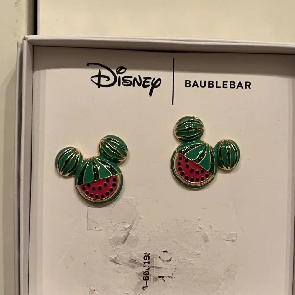 Disney‎ BaubleBar Mickey Mouse Watermelon Stud Earrings (NEW) (k/x)